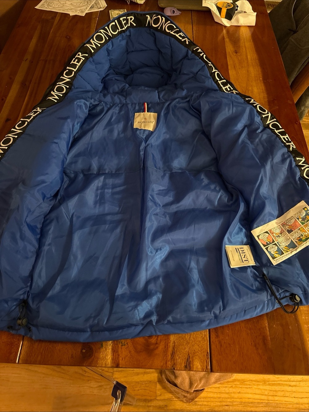 Moncler Montcla Hooded Down Jacket Blue Mens Size 2 Medium Puffer Coat Authentic